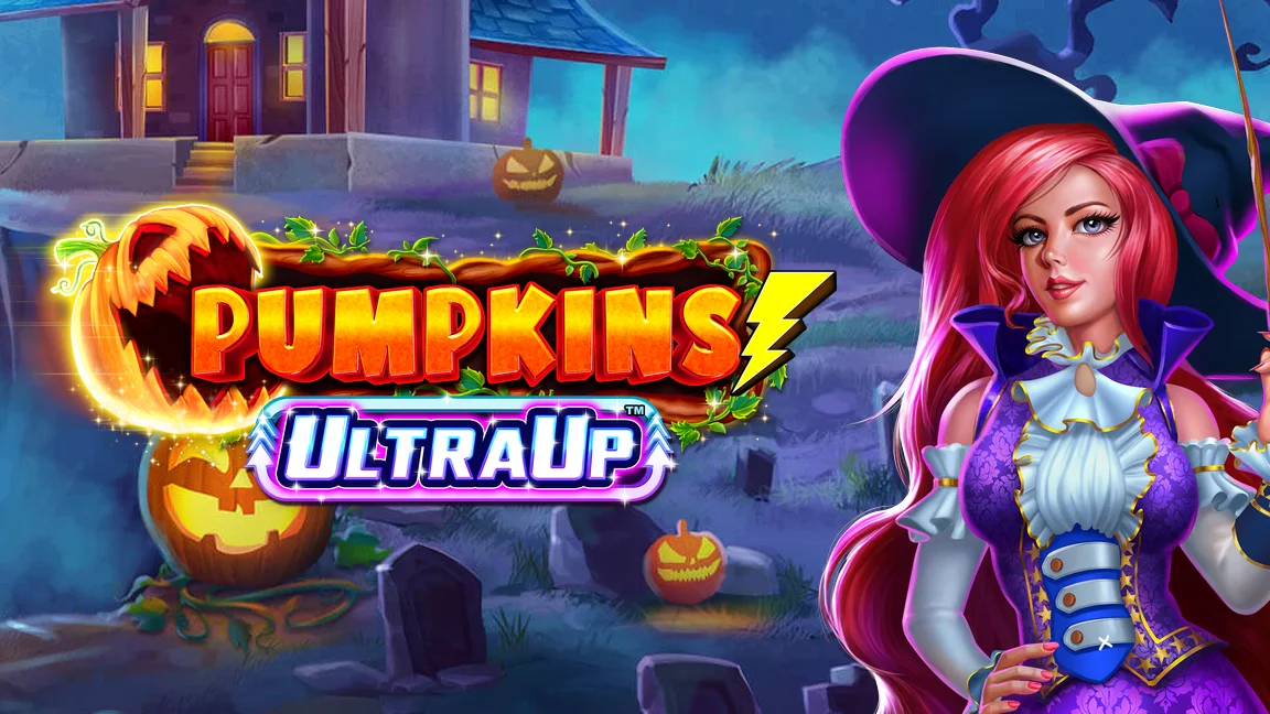 The promotional header for Pumpkins UltraUp, an online slot game on Betty.ca.