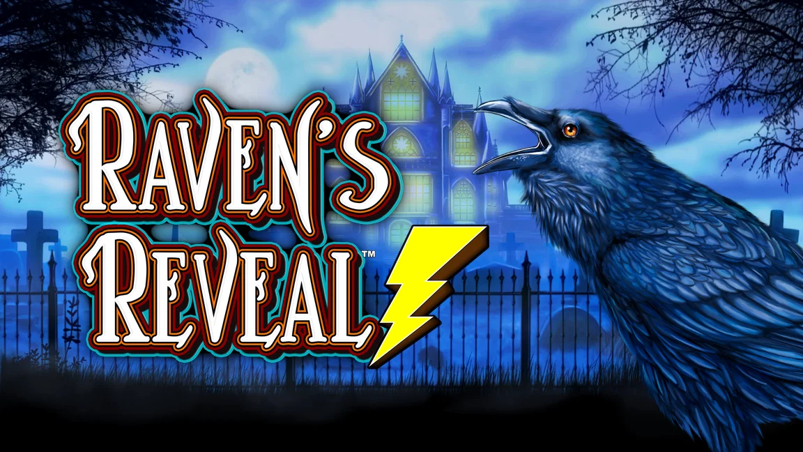 The promotional header for Raven's Reveal, an online slot game on Betty.ca.