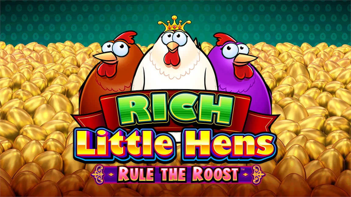 The promotional header for Rich Little Hens - Rule the Roost, an online slot game on Betty.ca.