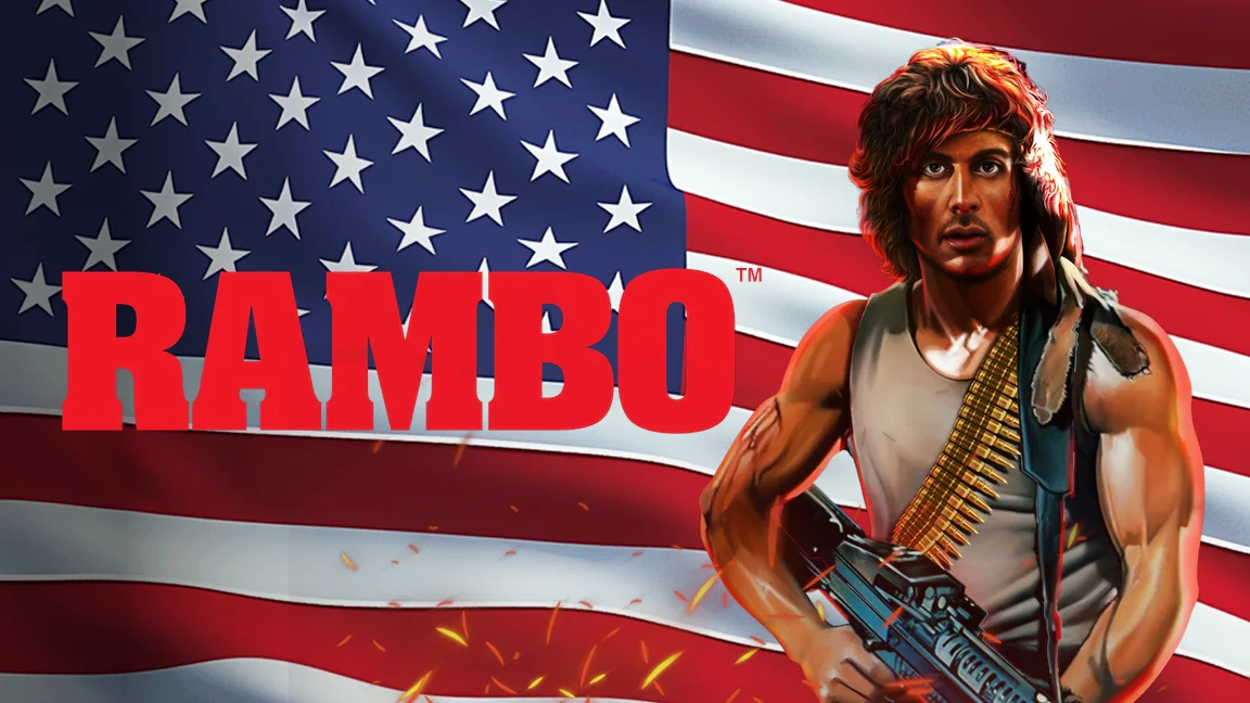 The promotional header for Rambo, an online slot game on Betty.ca.