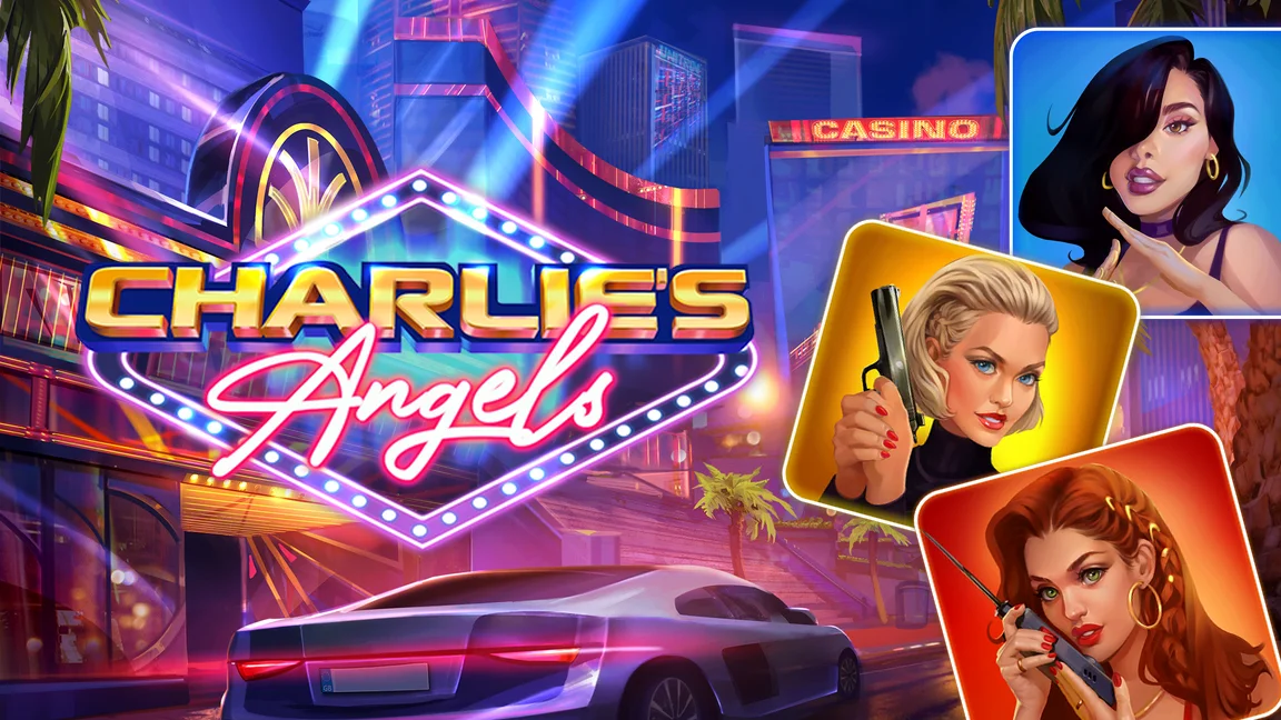 The promotional header for Charlie's Angels, an online slot game on Betty.ca.