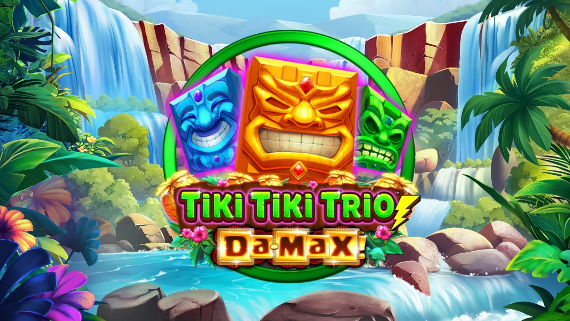 The promotional header for Tiki Tiki Trio DaMax, an online slot game on Betty.ca.