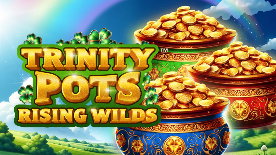 The promotional header for Trinity Pots Rising Wilds, an online slot game on Betty.ca.
