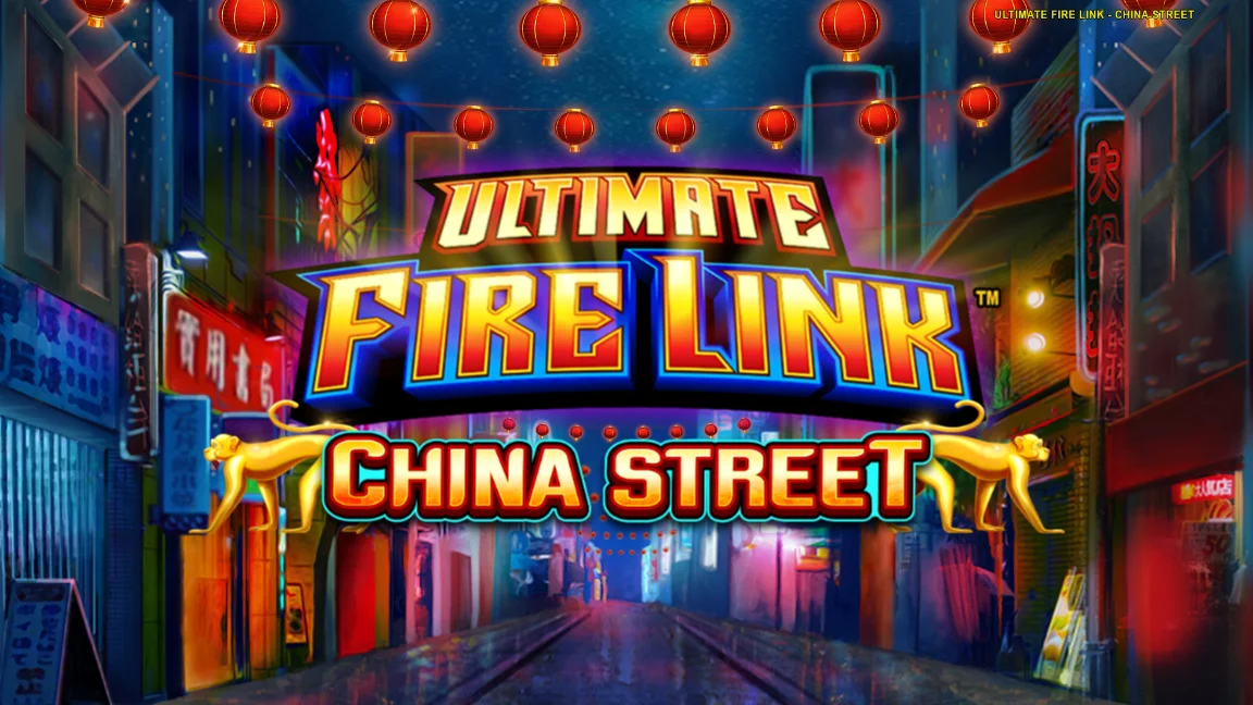 The promotional header for Ultimate Fire Link™ Cash Falls™ China Street™, an online slot game on Betty.ca.