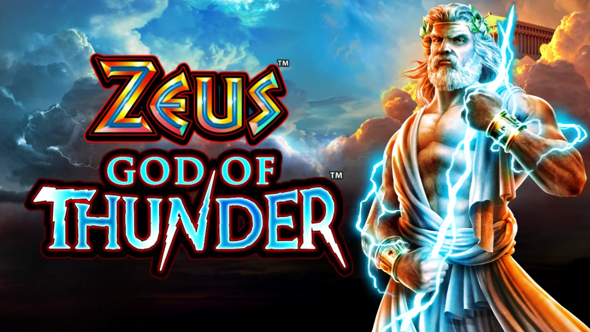 The promotional header for Zeus God of Thunder, an online slot game on Betty.ca.