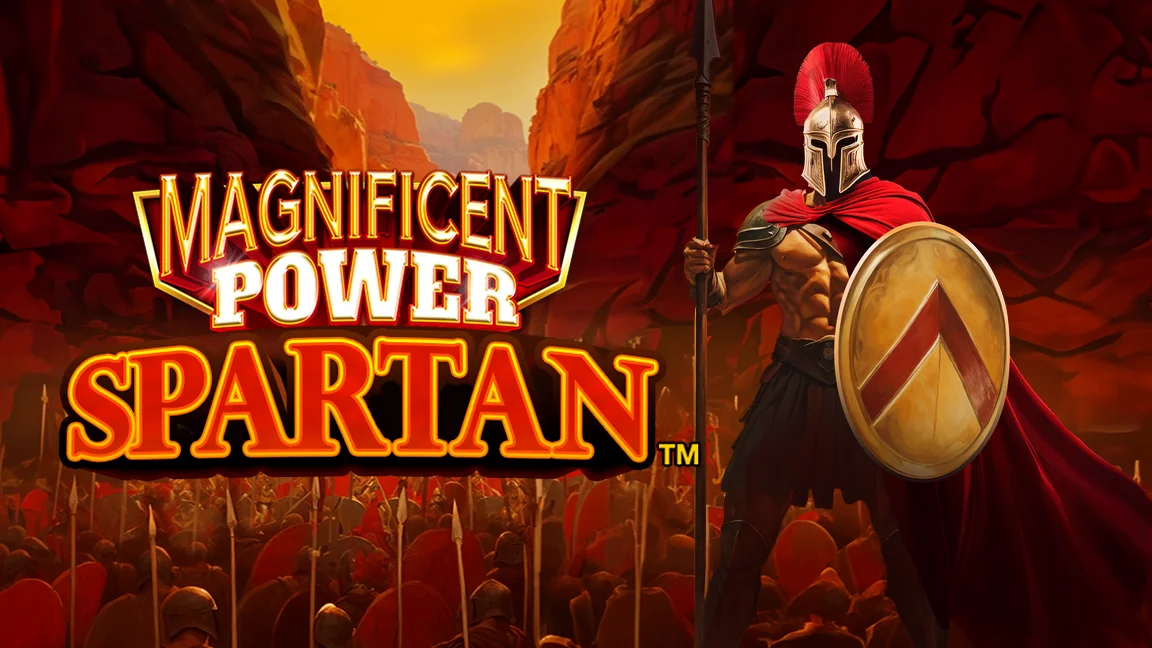 The promotional header for Magnificent Power Spartan™, an online slot game on Betty.ca.