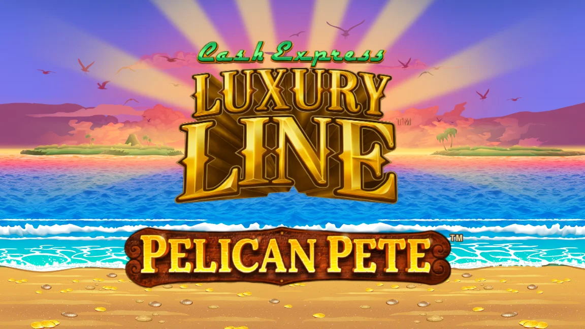 The promotional header for Cash Express Luxury Line Pelican Pete, an online slot game on Betty.ca.