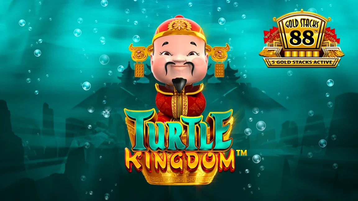 The promotional header for Gold Stacks 88: Turtle Kingdom, an online slot game on Betty.ca.