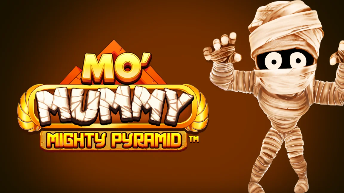 The promotional header for Mo' Mummy Mighty Pyramid, an online slot game on Betty.ca.