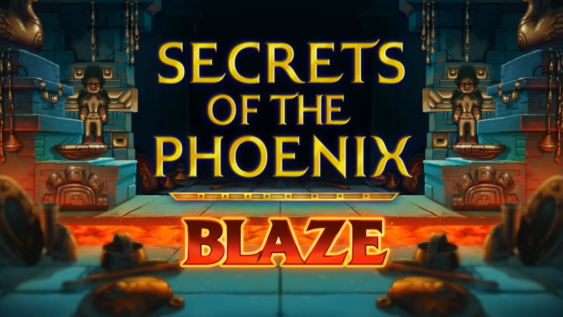 The promotional header for Secrets of the Phoenix Blaze, an online slot game on Betty.ca.