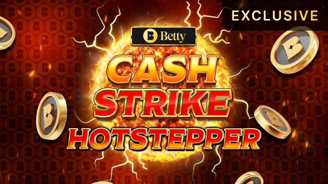 The promotional header for Betty Cash Strike Hot Stepper, an online slot game on Betty.ca.