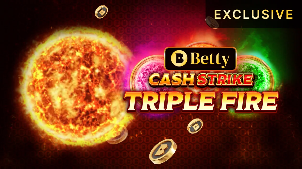 The promotional header for Betty Cash Strike Triple Fire, an online slot game on Betty.ca.
