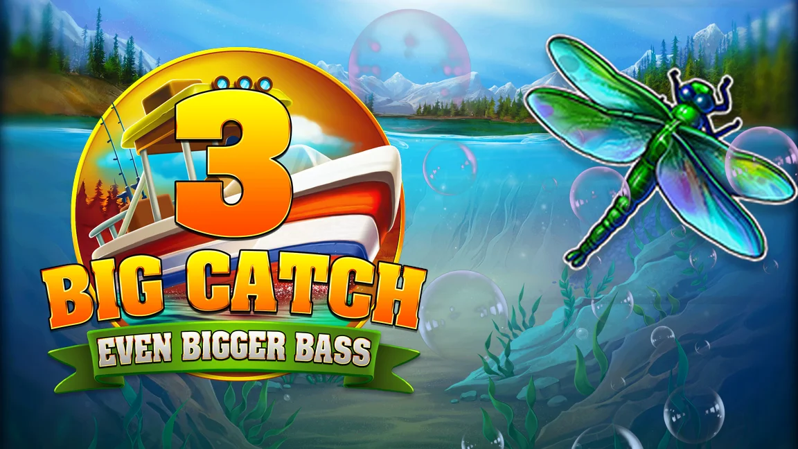 The promotional header for Big Catch Even Bigger Bass 3 Megaways, an online slot game on Betty.ca.