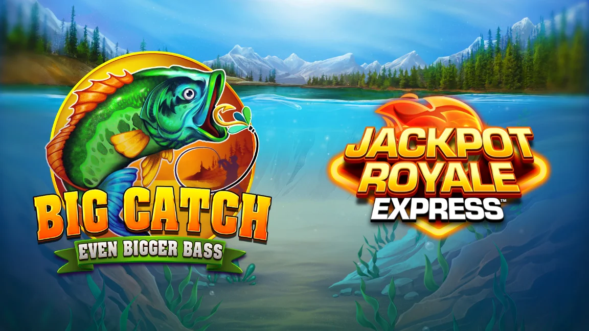 The promotional header for Big Catch Even Bigger Bass Jackpot Royale Express, an online slot game on Betty.ca.