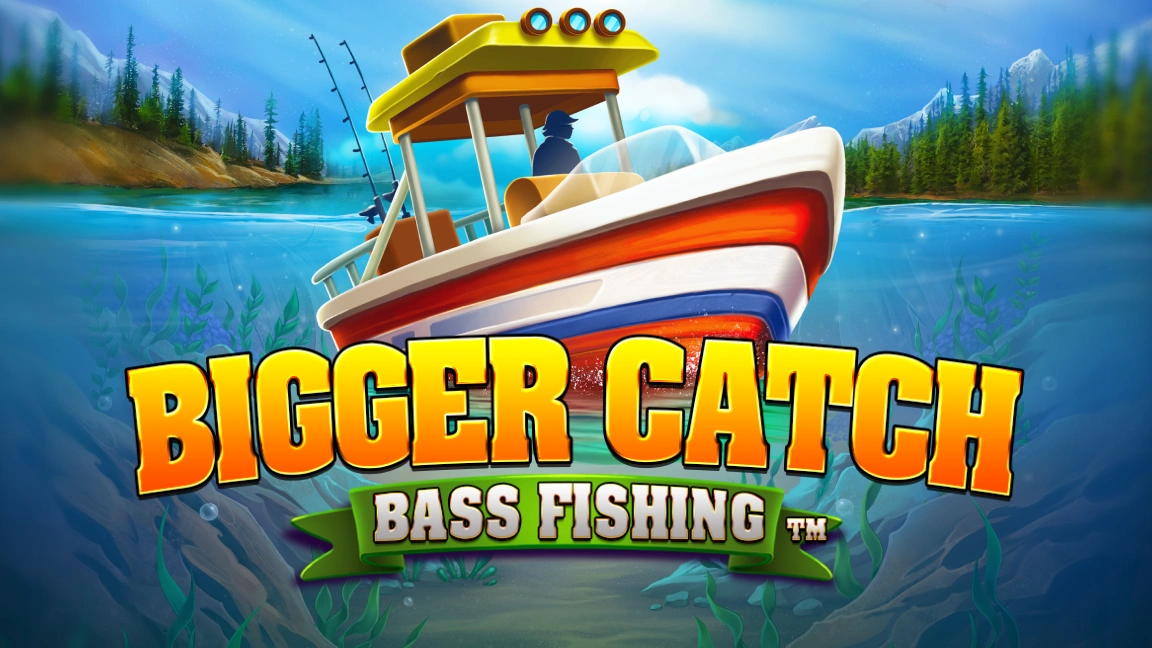 The promotional header for Bigger Catch Bass Fishing, an online slot game on Betty.ca.