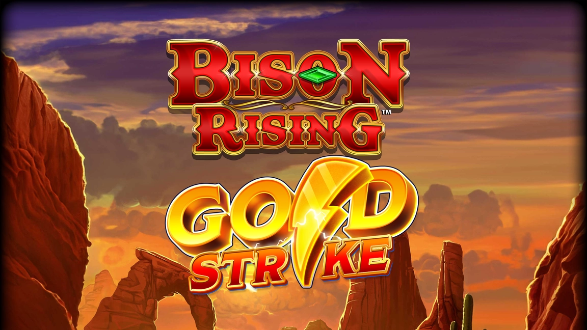The promotional header for Bison Rising Gold Strike, an online slot game on Betty.ca.