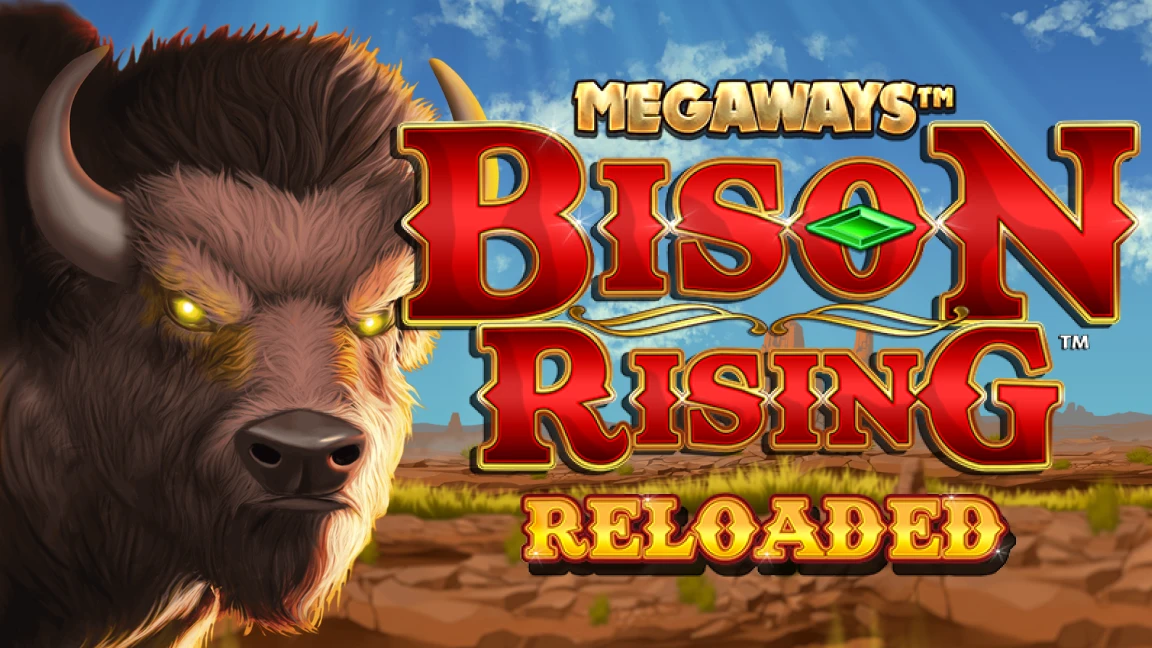 The promotional header for Bison Rising Reloaded Megaways, an online slot game on Betty.ca.