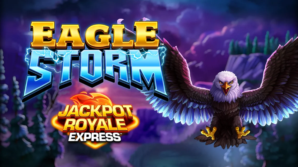 The promotional header for Eagle Storm Jackpot Royale Express, an online slot game on Betty.ca.