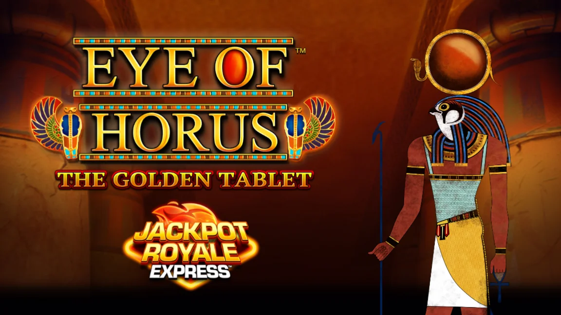 The promotional header for Eye of Horus Jackpot Royale Express, an online slot game on Betty.ca.