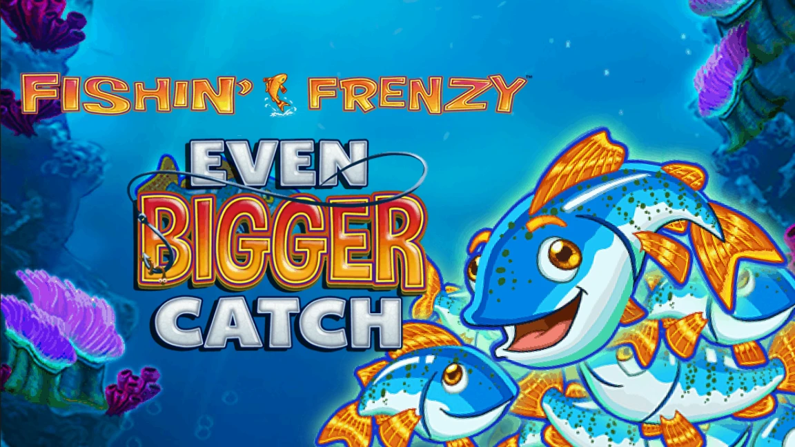The promotional header for Fishin Frenzy Even Bigger Catch, an online slot game on Betty.ca.