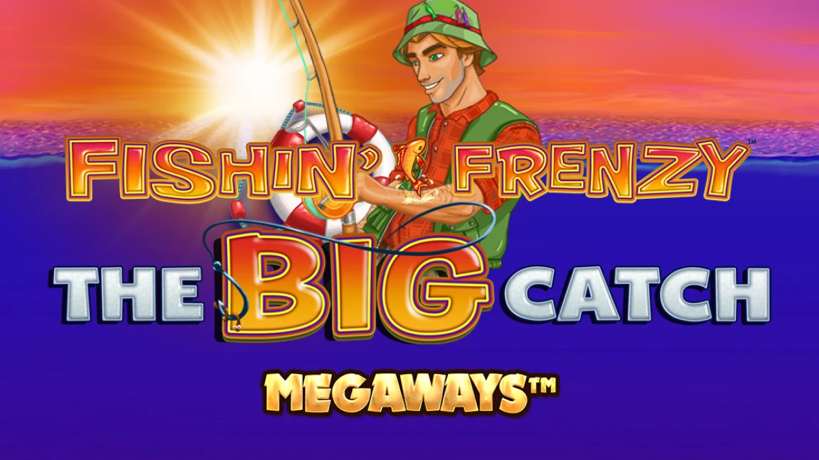 The promotional header for Fishin Frenzy The Big Catch Megaways, an online slot game on Betty.ca.