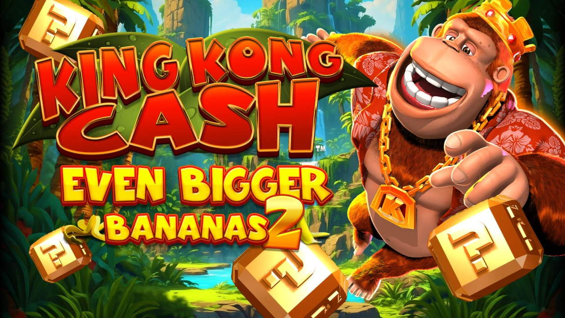 The promotional header for King Kong Cash Even Bigger Bananas 2, an online slot game on Betty.ca.