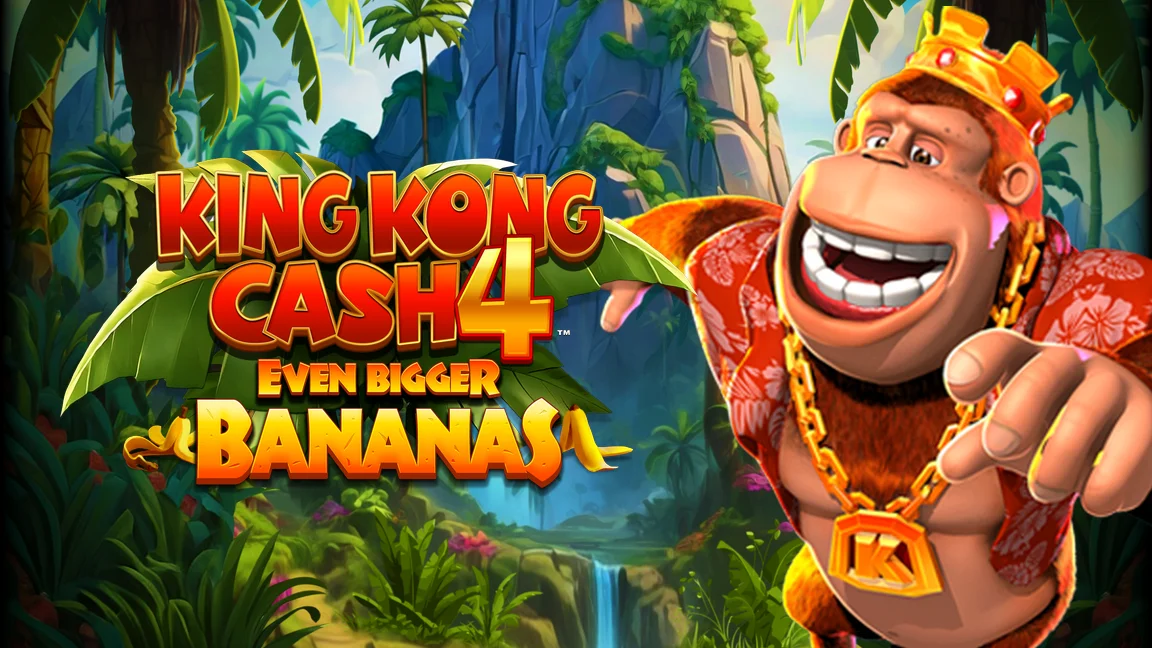 The promotional header for King Kong Cash Even Bigger Bananas 4, an online slot game on Betty.ca.