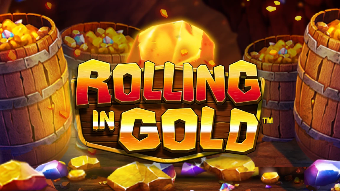 The promotional header for Rolling in Gold, an online slot game on Betty.ca.