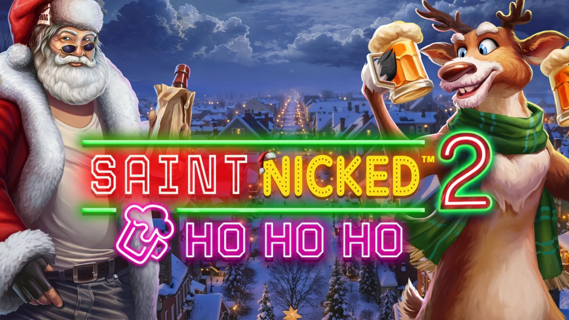 The promotional header for Saint Nicked 2, an online slot game on Betty.ca.