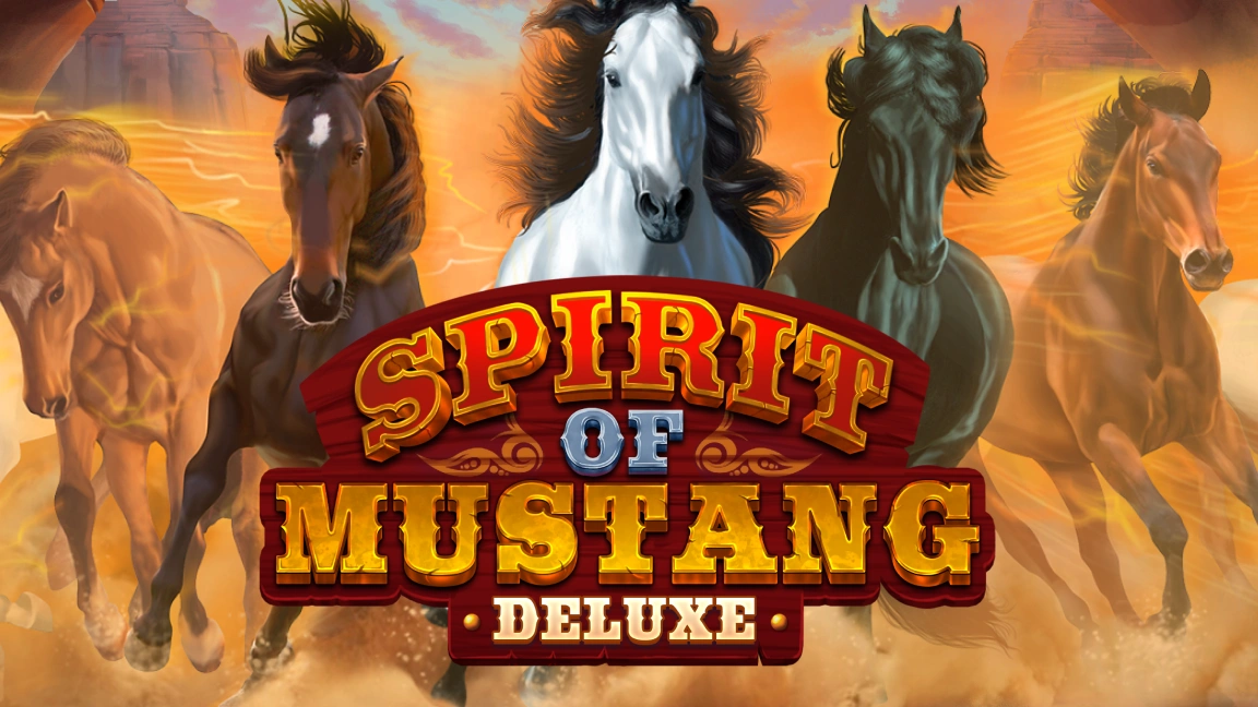The promotional header for Spirit of Mustang Deluxe, an online slot game on Betty.ca.