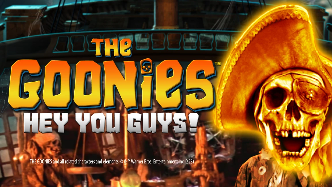 The promotional header for The Goonies Hey You Guys, an online slot game on Betty.ca.