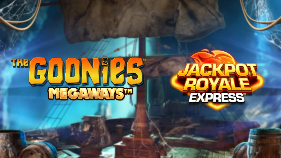 The promotional header for The Goonies Megaways Jackpot Royale Express, an online slot game on Betty.ca.