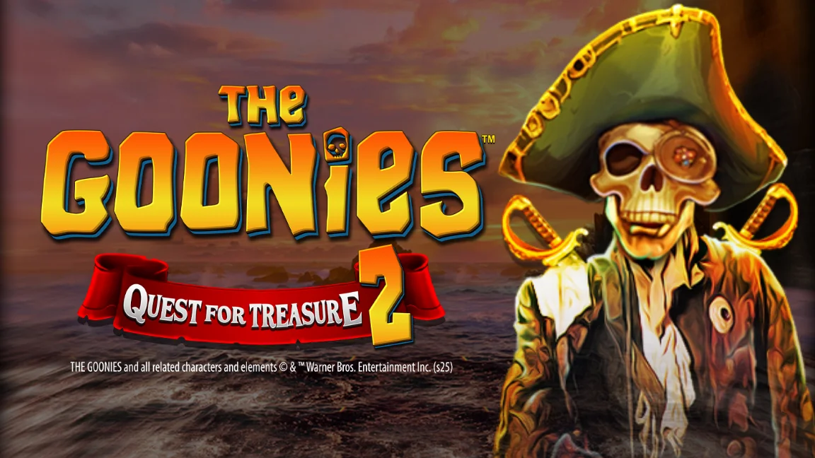 The promotional header for The Goonies Quest For Treasure 2, an online slot game on Betty.ca.