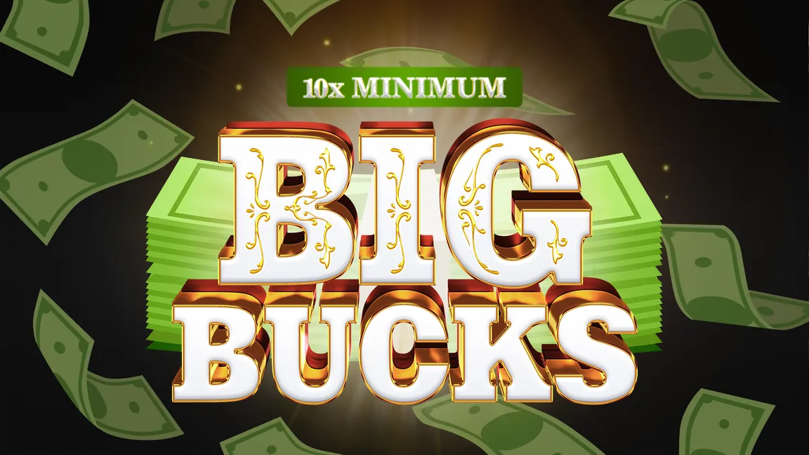 The promotional header for 10x Minimum Big Bucks, an online slot game on Betty.ca.