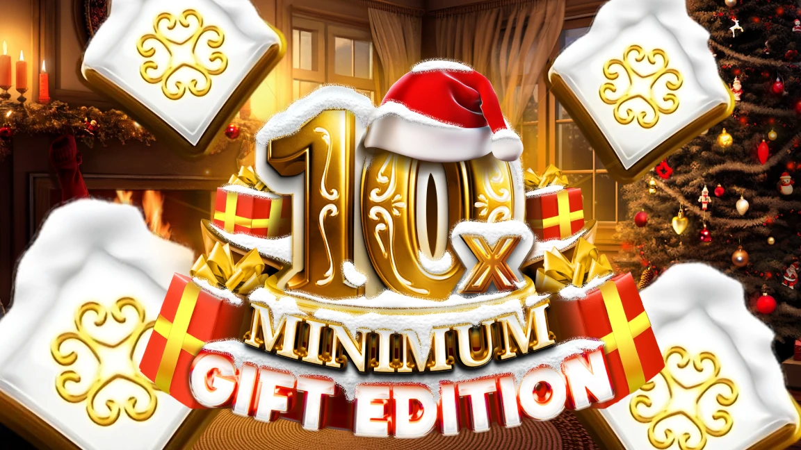 The promotional header for 10x Minimum Gift Edition, an online slot game on Betty.ca.