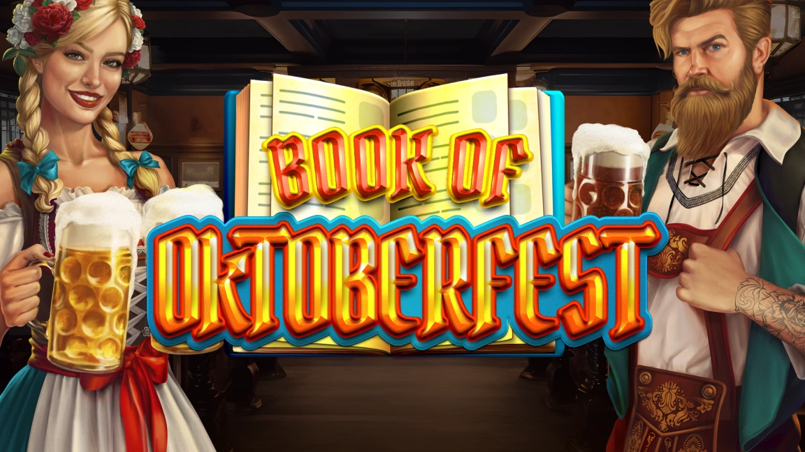 The promotional header for Book of Oktoberfest, an online slot game on Betty.ca.