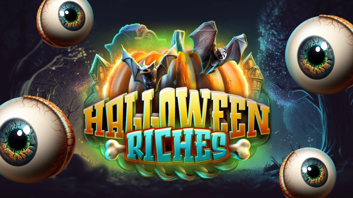 The promotional header for Halloween Riches, an online slot game on Betty.ca.