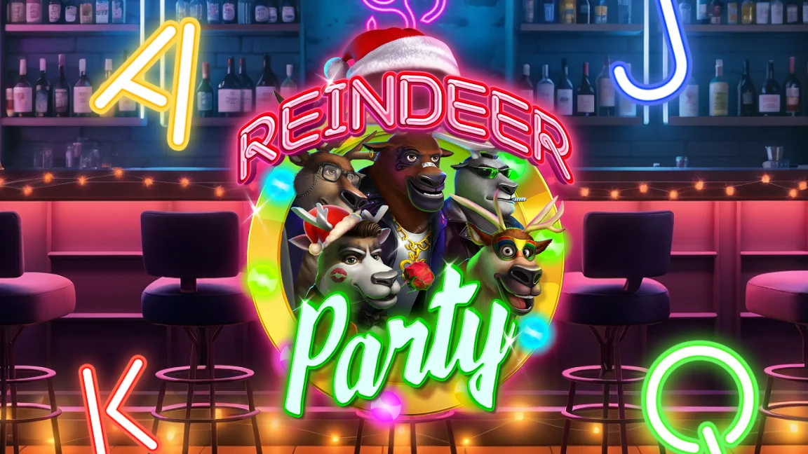 The promotional header for Reindeer Party, an online slot game on Betty.ca.