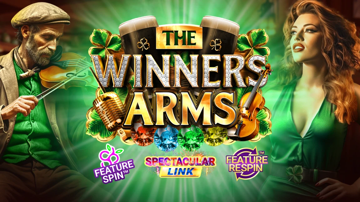 The promotional header for The Winners Arms, an online slot game on Betty.ca.
