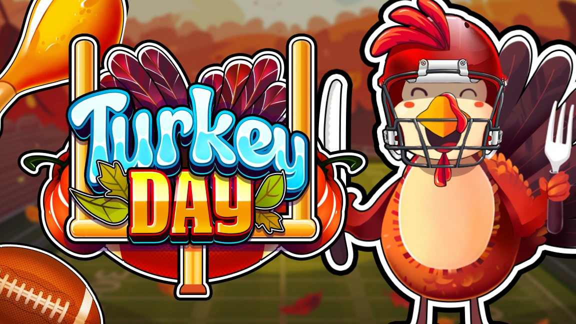 The promotional header for Turkey Day, an online slot game on Betty.ca.