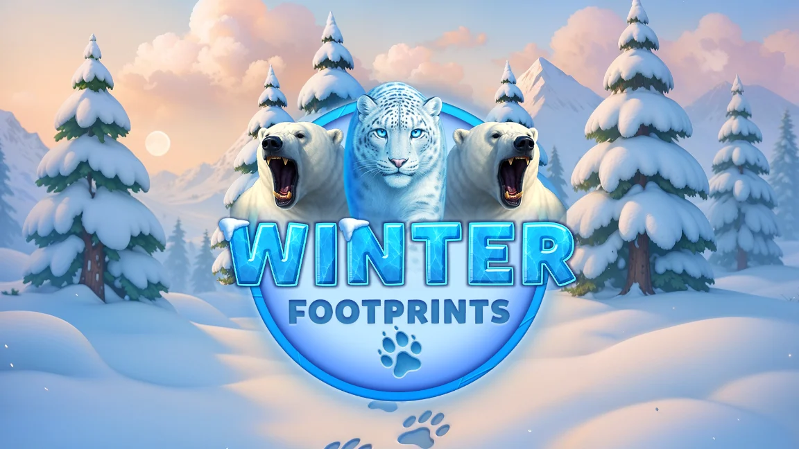 The promotional header for Winter Footprints, an online slot game on Betty.ca.