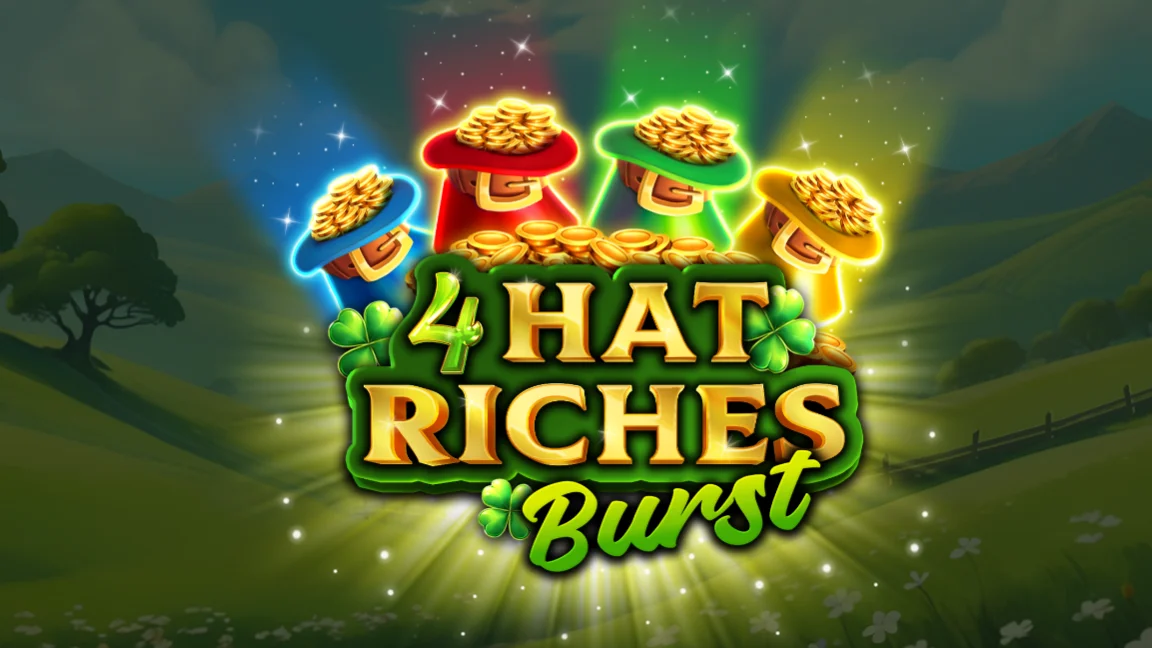 The promotional header for 4 Hat Riches Burst, an online slot game on Betty.ca.