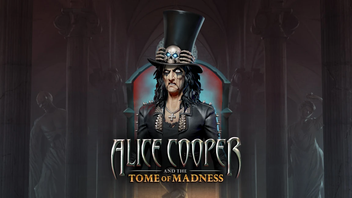 The promotional header for Alice Cooper and the Tome of Madness, an online slot game on Betty.ca.