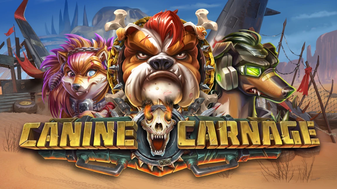 The promotional header for Canine Carnage, an online slot game on Betty.ca.