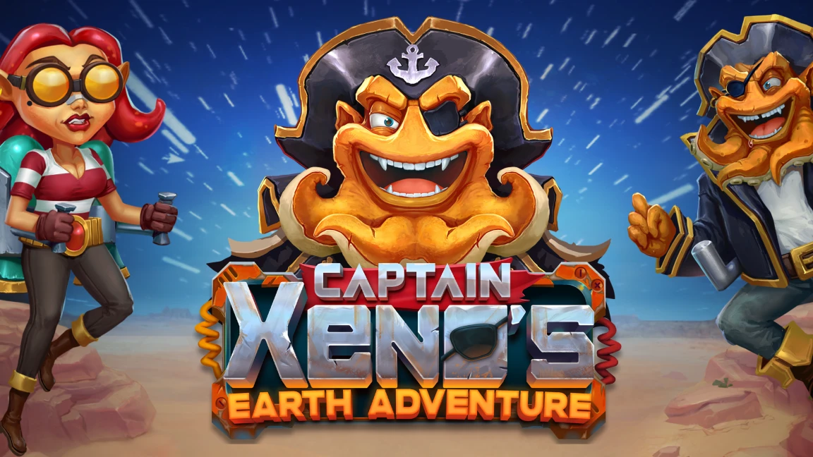 The promotional header for Captain Xeno's Earth Adventure, an online slot game on Betty.ca.