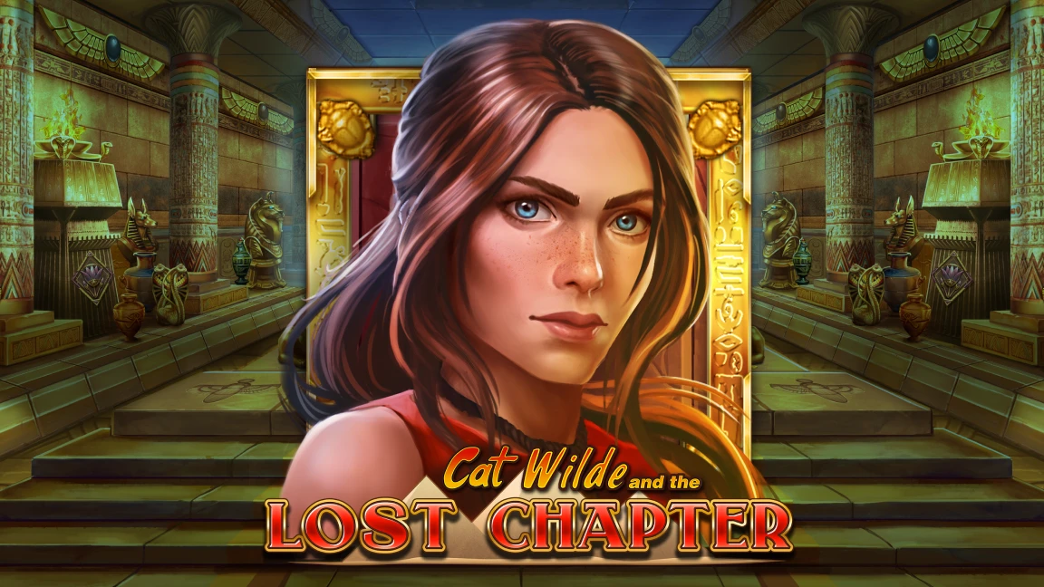 The promotional header for Cat Wilde and the Lost Chapter, an online slot game on Betty.ca.