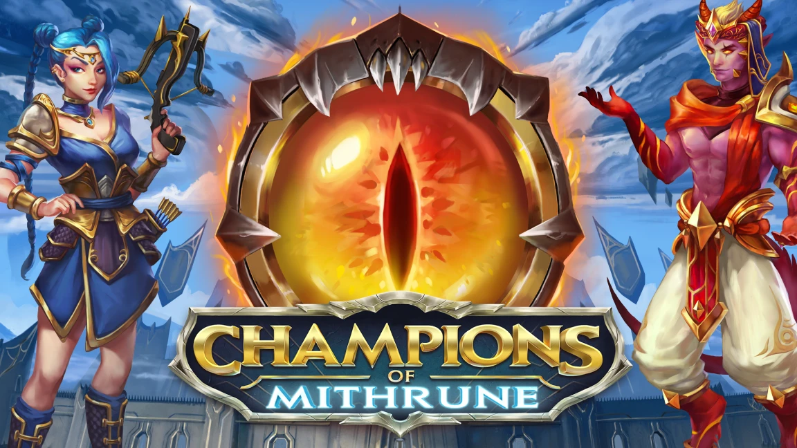 The promotional header for Champions of Mithrune, an online slot game on Betty.ca.