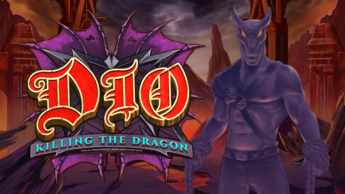 The promotional header for Dio Killing the Dragon, an online slot game on Betty.ca.