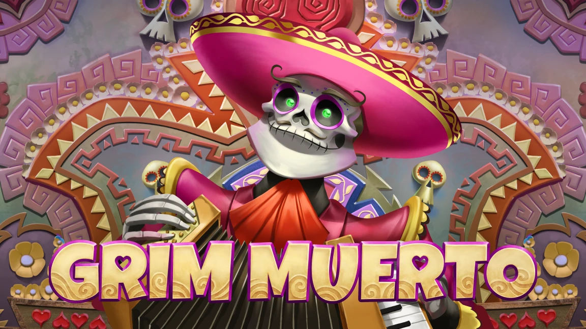 The promotional header for Grim Muerto, an online slot game on Betty.ca.
