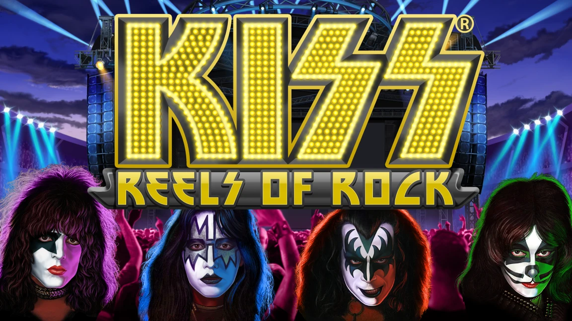 The promotional header for Kiss Reels of Rock, an online slot game on Betty.ca.